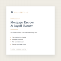 Mortgage, Escrow and Payoff Planner spreadsheet cover — amortization and payoff scenarios