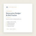 Renovation Budget and Contractor Bid Tracker spreadsheet cover